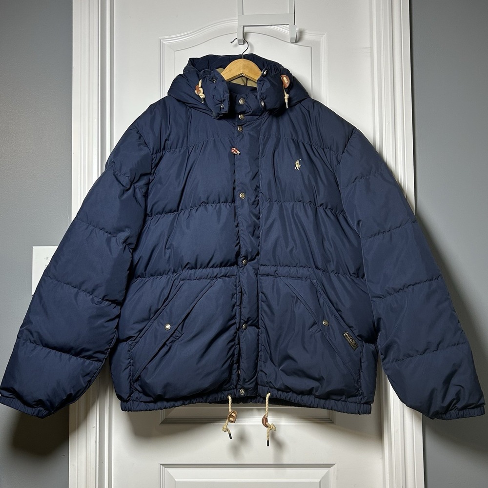 Polo Ralph Lauren Extra Big‎ Navy Blue Down Filled Hooded Puffer Jacket
